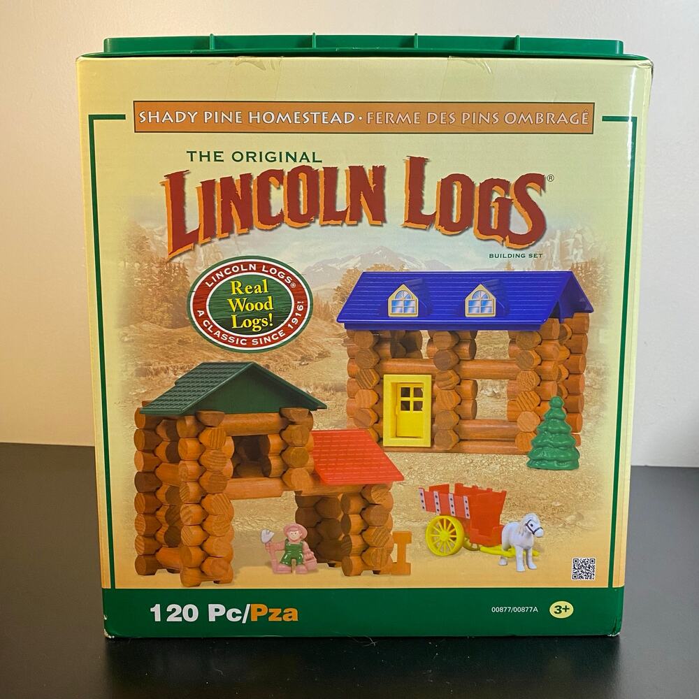 Vintage-Style Lincoln Logs Shady Pine Homestead 120-Pc Set (#00877) – Incomplete